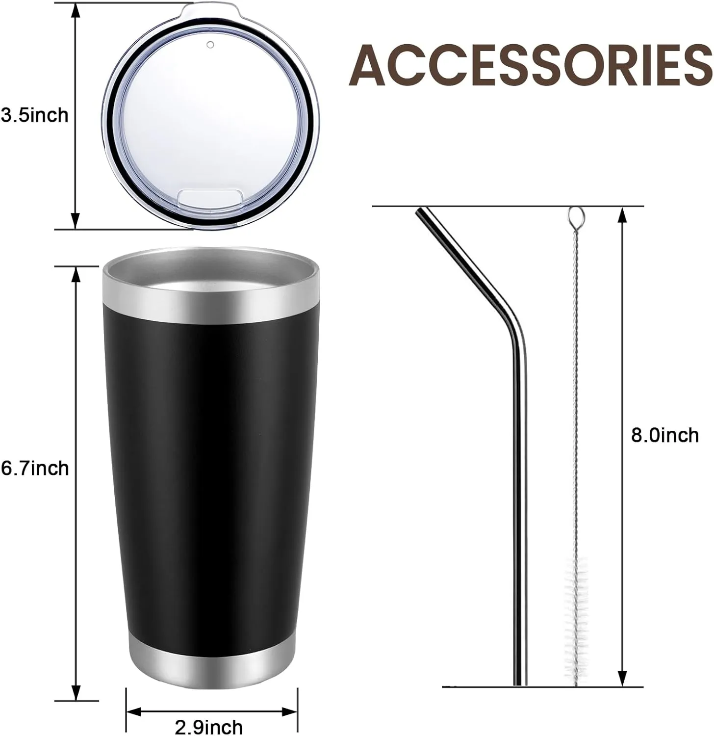 MEWAY 20oz Tumbler 4 Pack Double Wall Vacuum Insulated Travel Mug Bulk, Stainless Steel Tumblers with Lid and Straw, Durable Powder Coated Coffee Cups for Cold & Hot Drinks (Navy, 4)