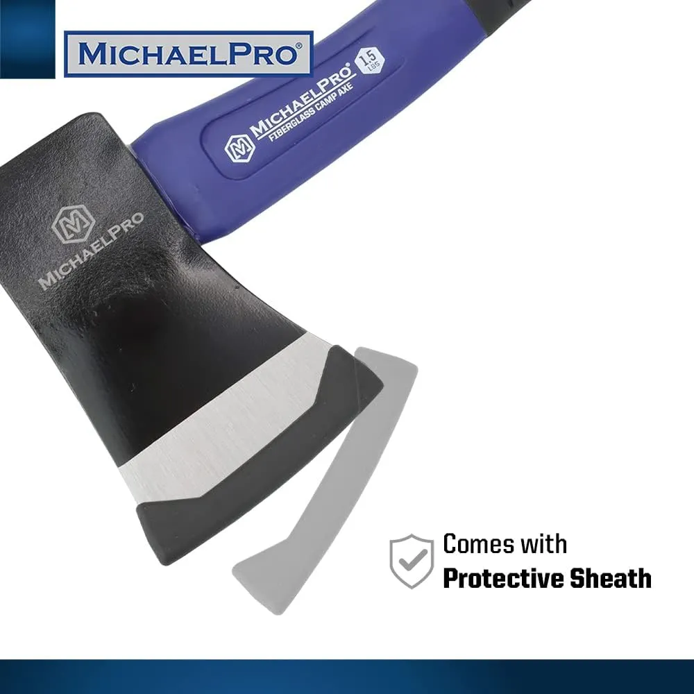 MichaelPro MP004004 Camping Axe | 1.5 lbs, 13.5-Inches | Shock Absorbing Fiberglass Handle | Camp Hatchet with Ergonomic Grip