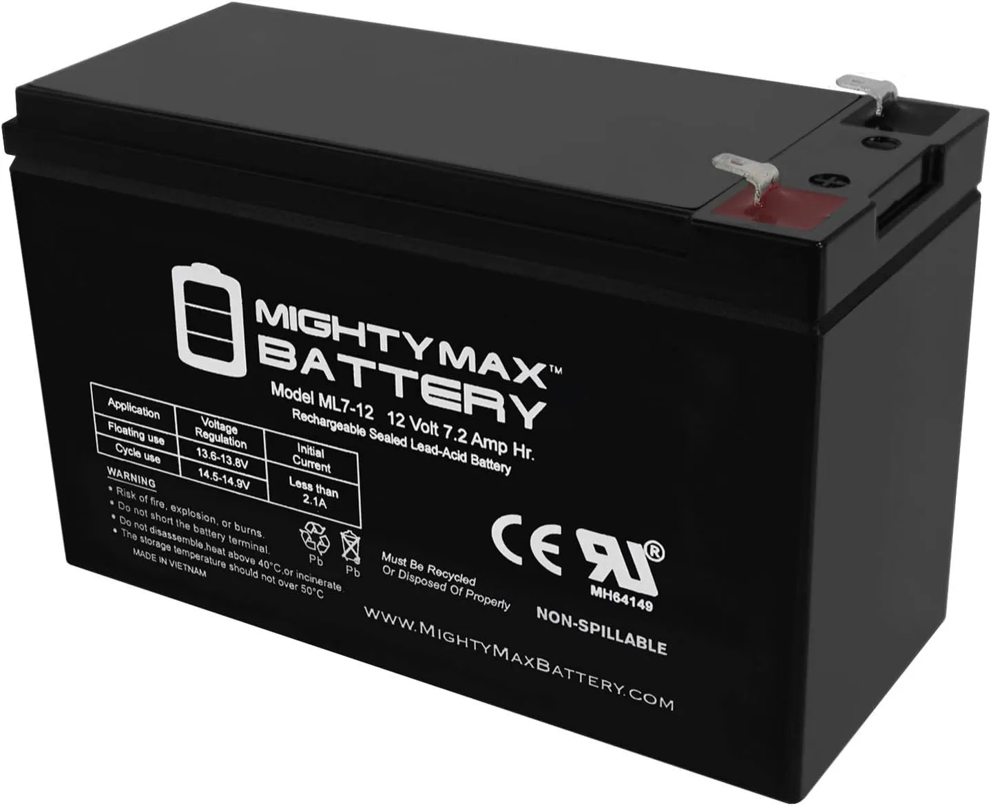 Mighty Max Battery 12V 7.2AH SLA Battery Replaces Eagle Cuda 250 S/Map GPS