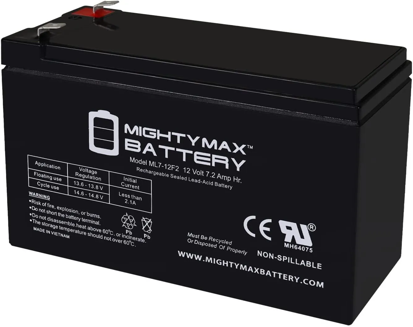 Mighty Max Battery 12V 7Ah F2 Replacement Battery for Eagle Cuda 250 S/Map GPS