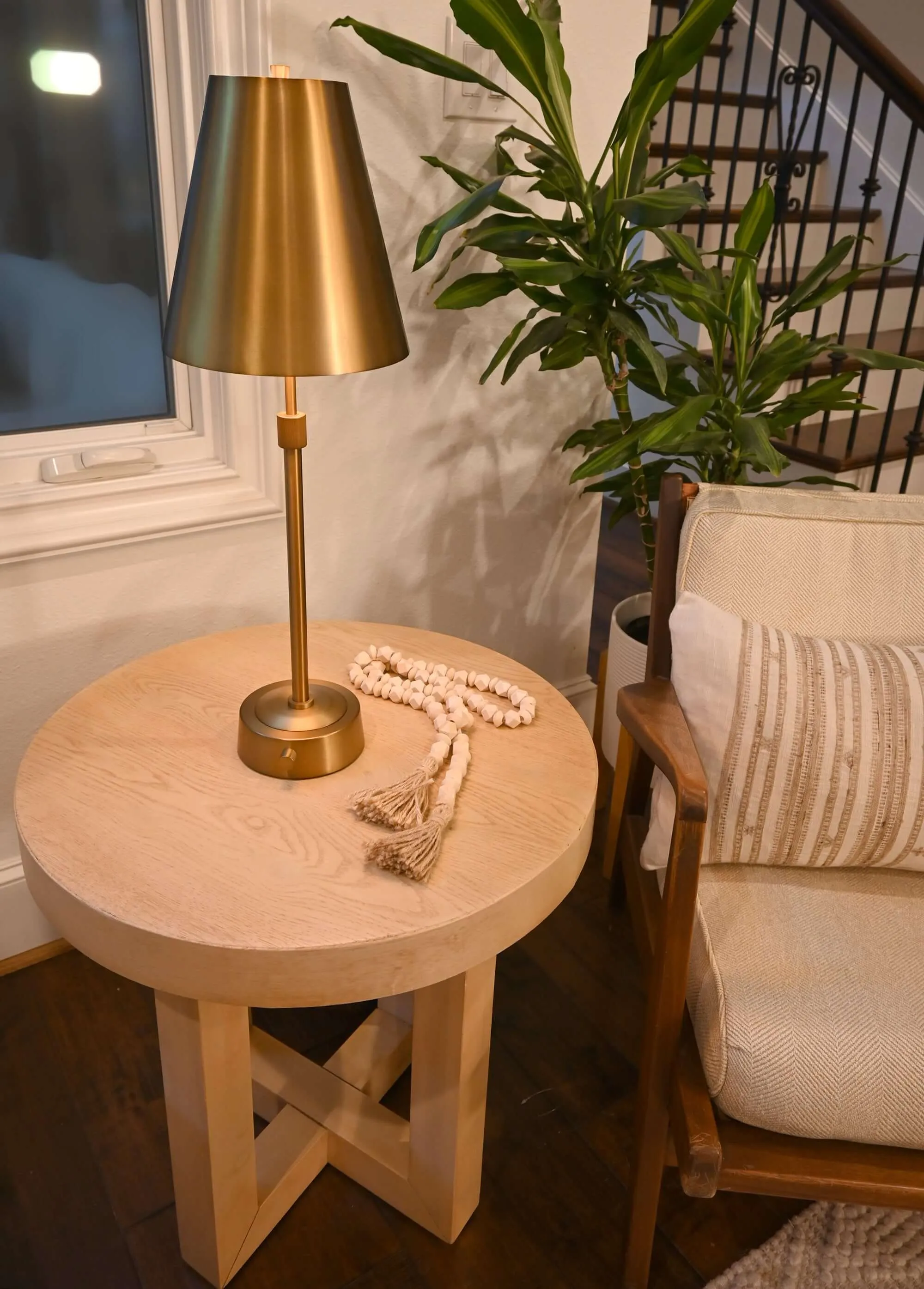Mini Cordless Buffet Lamp - Antique Brass - Metal Shade