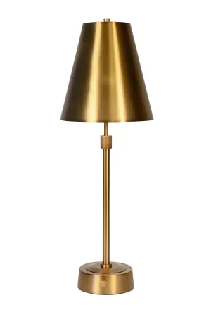Mini Cordless Buffet Lamp - Antique Brass - Metal Shade