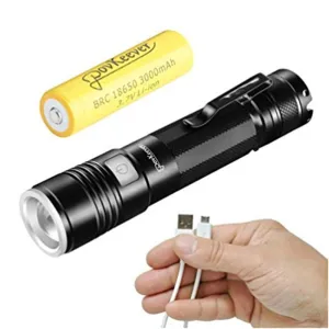 Mini LED Torch Micro USB Rechargeable Flashlight High/Middle/Low/Strobe/SOS 5 Modes Flashlight Pocket Torch 18650 Battery