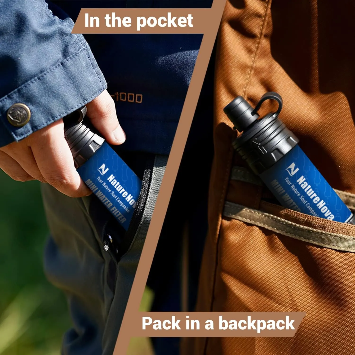 Mini Water Filter NatureNova Portable Emergency Water Filtration System Hiking Camping Straw Survival Gear Emergency Preparedness