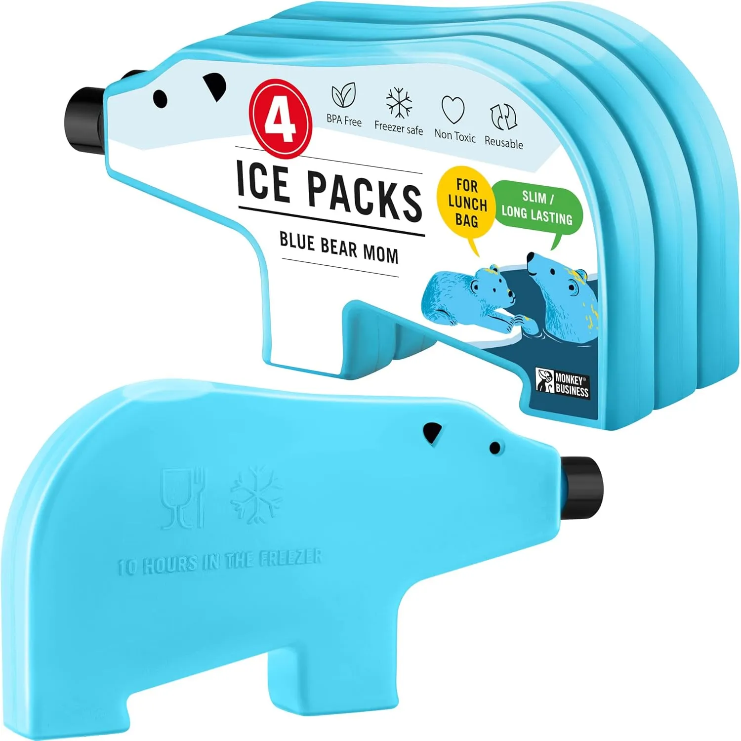 Monkey Business Kids Ice Packs for Lunch Box/Lunch Ice Packs Reusable/Slim Ice Packs Perfect for Your Kid's Lunch Box/Fun Freezer Packs Your Kids Will Love