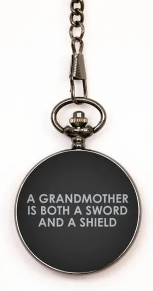 Mother's Day Unique Gifts for Grandma, Thoughtful Gifts from Granddaughter, Engraved Pocket Watch with Sword and Shield Design