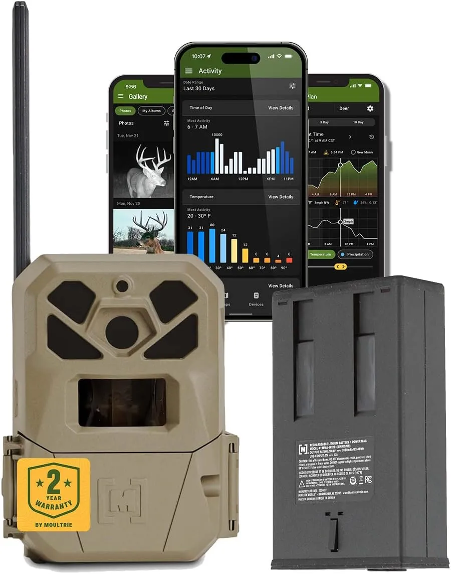 Moultrie Edge 2 Pro Cellular Trail Camera - Auto Connect Nationwide 4G LTE - On Demand 40MP Photo - 1440P Video with HD Audio - Ai False Trigger Elimination - 100 Ft Detection Range - No-Glow Flash