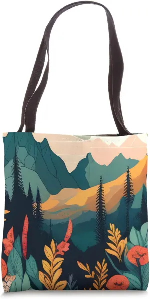 Mountain Wilderness Outdoor Pine Tree Hiking Earthy Forest Tote Bag