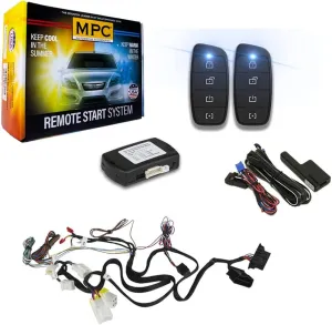 MPC Complete Kit - (2) 4-Button 2-Way Extended Range Remote Start Compatible with Infiniti FX45 2009 Push-to-Start - Plug-in T-Harness - Firmware Preloaded - Antenna Kit