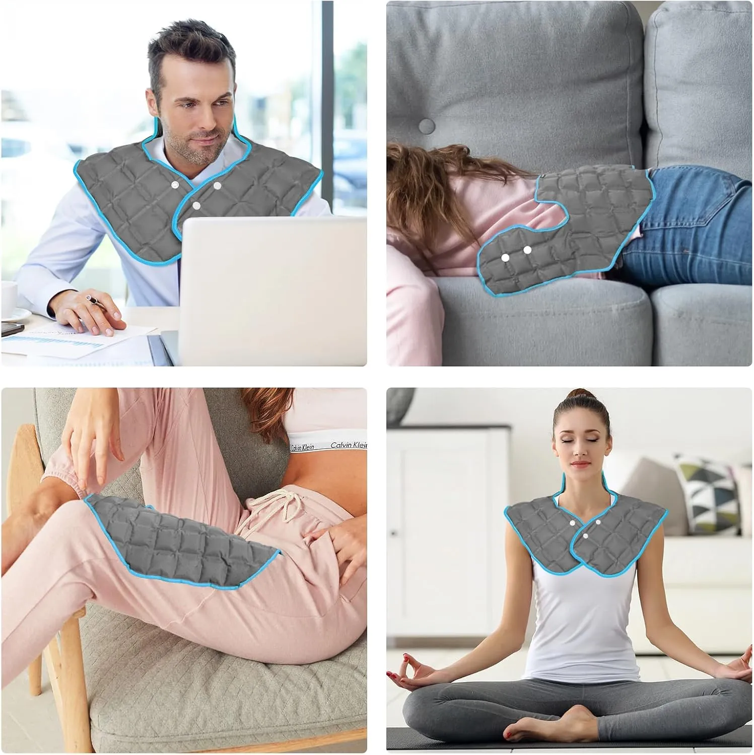 MR.ICE Ice Pack for Neck and Shoulders Upper Back Pain Relief, Reusable Large Neck Ice Pack Wrap for Rotator Cuff Injuries, Swelling, Office Pressure, Upgraded Dry Ice Pack Automatiater Absorption