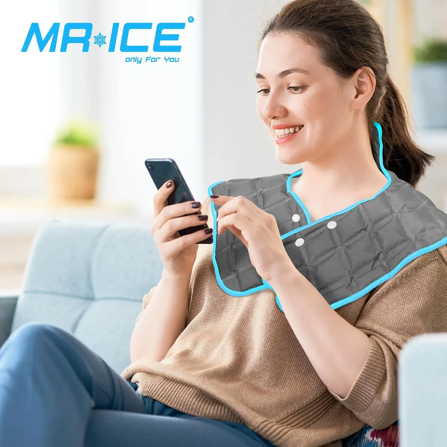 MR.ICE Ice Pack for Neck and Shoulders Upper Back Pain Relief, Reusable Large Neck Ice Pack Wrap for Rotator Cuff Injuries, Swelling, Office Pressure, Upgraded Dry Ice Pack Automatiater Absorption