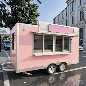 Multi-Cuisine Food Truck Trailer with Dual Cooking Stations, Burgers Mobile Kitchen Food Truck Trailer with Durable Galvanized Frame & Adjustable Shelving for Rotating Menu Concepts