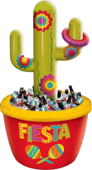 Multicolor Plastic Inflatable Cactus Cooler & Ring Toss Game - 54" (1 Pc) - Perfect for Parties & Family Fun