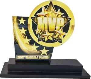 MVP Trophy 6 Inches Acrylic Most Valuable Player Trophy Award Prizes Cup Champion Trophy Medals Chain for Football Basketball Soccer Baseball Tournament League Championship Gift