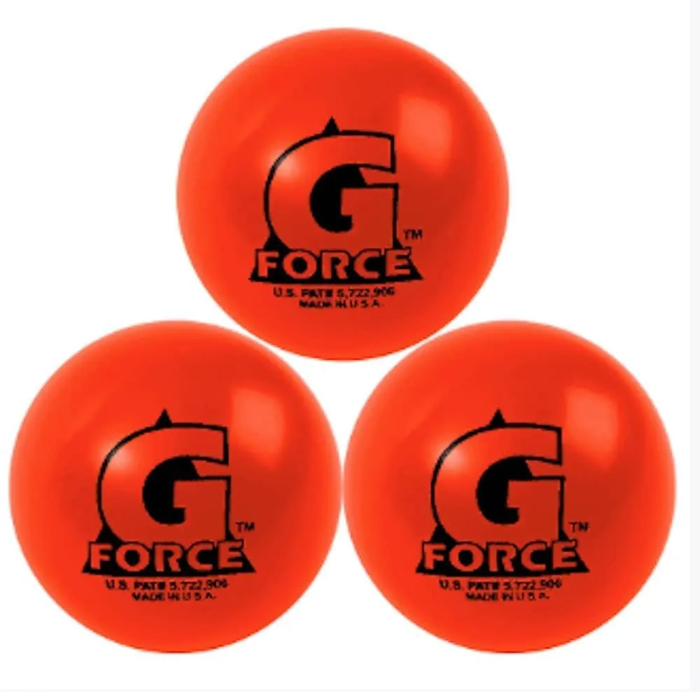 Mylec G-Force Street Hockey Balls, Less-Bounce Street Hockey Balls, Liquid Filled, Perfect for 30-60 Degrees F, Durable Construction, Roller Hockey Ball for Indoor/Outdoor Play (Set of 3)