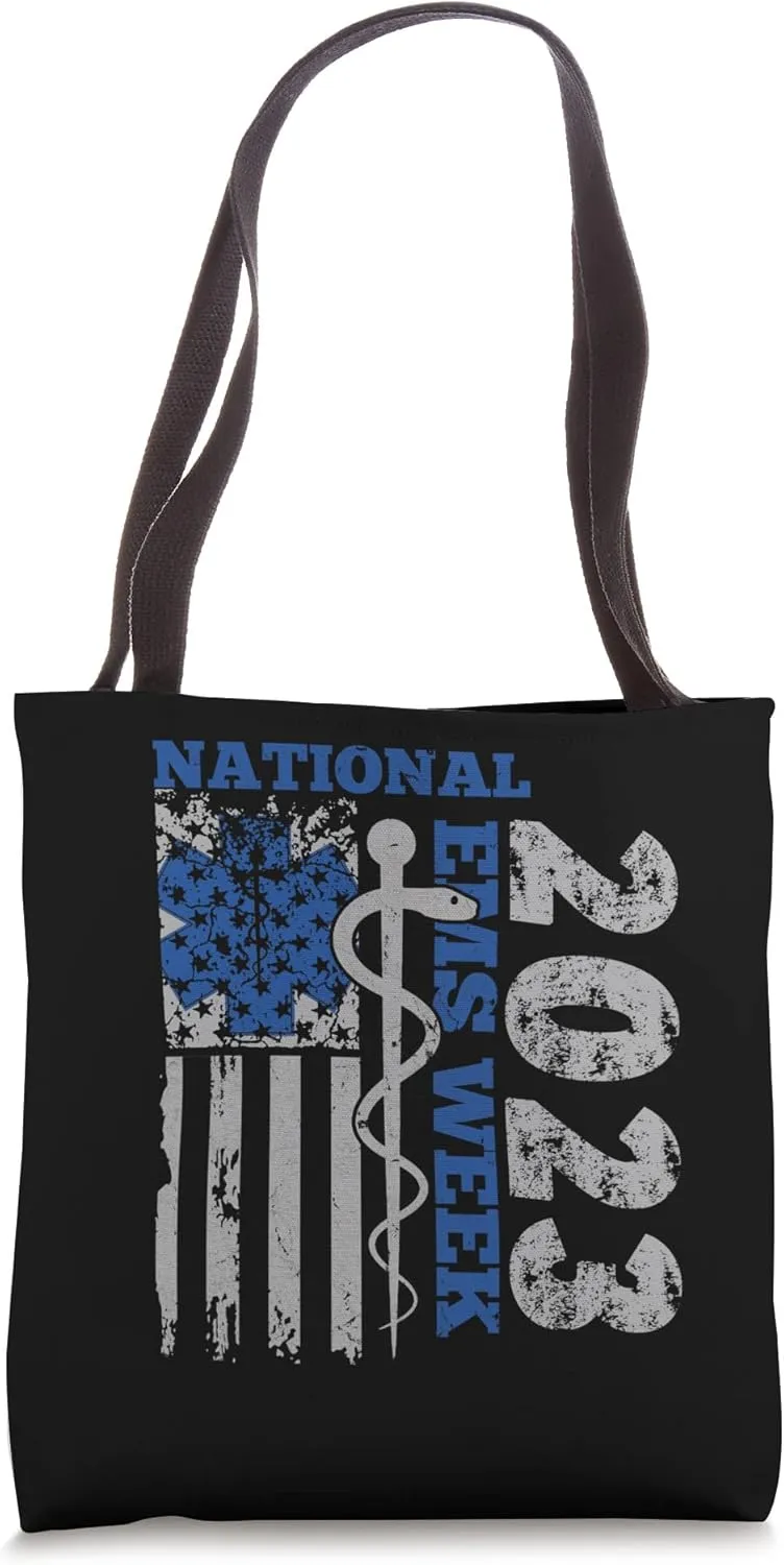 National EMS Week 2023 USA Flag Emergency Medical Services Tote Bag