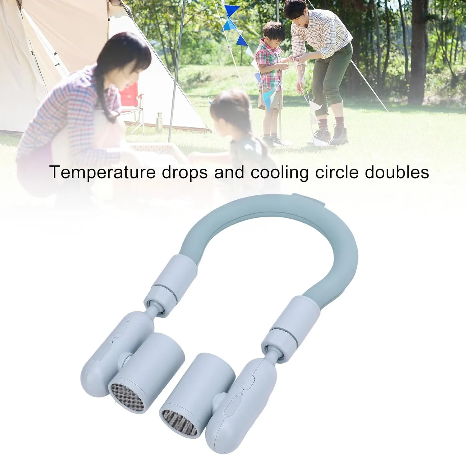 Neck Cooling Tube, High Speed Wearable Cooler USB Fan, Lightweight Quiet Battery Operated Fan with PCM Cooling Tube for Outdoor Sports (Blue)