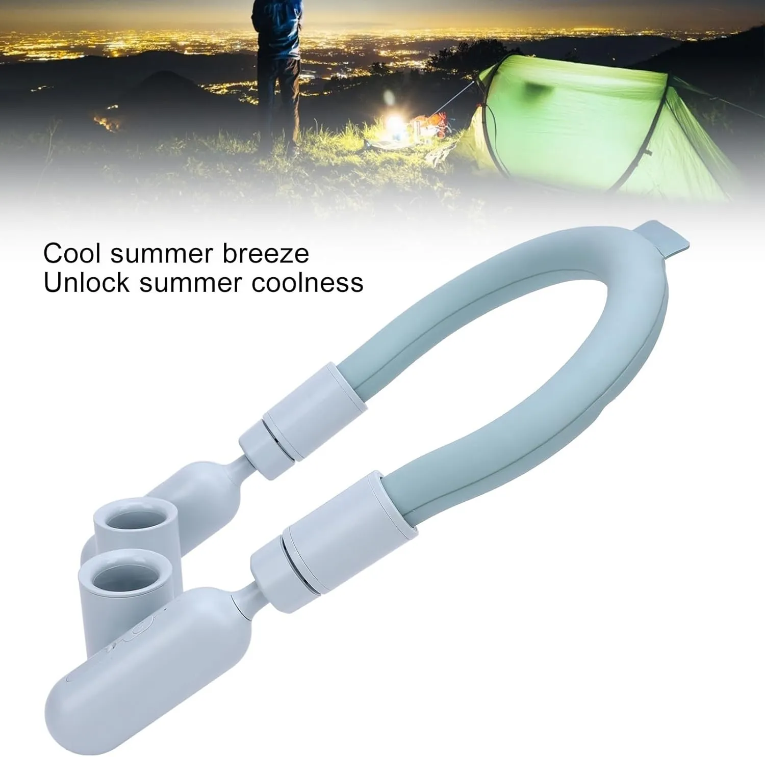 Neck Cooling Tube, High Speed Wearable Cooler USB Fan, Lightweight Quiet Battery Operated Fan with PCM Cooling Tube for Outdoor Sports (Blue)