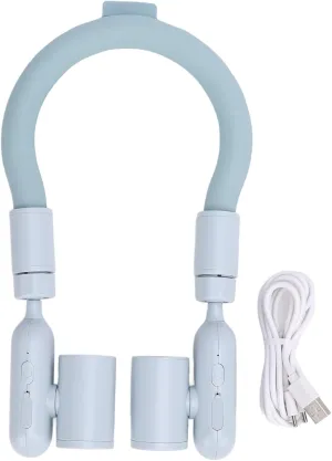 Neck Cooling Tube, High Speed Wearable Cooler USB Fan, Lightweight Quiet Battery Operated Fan with PCM Cooling Tube for Outdoor Sports (Blue)