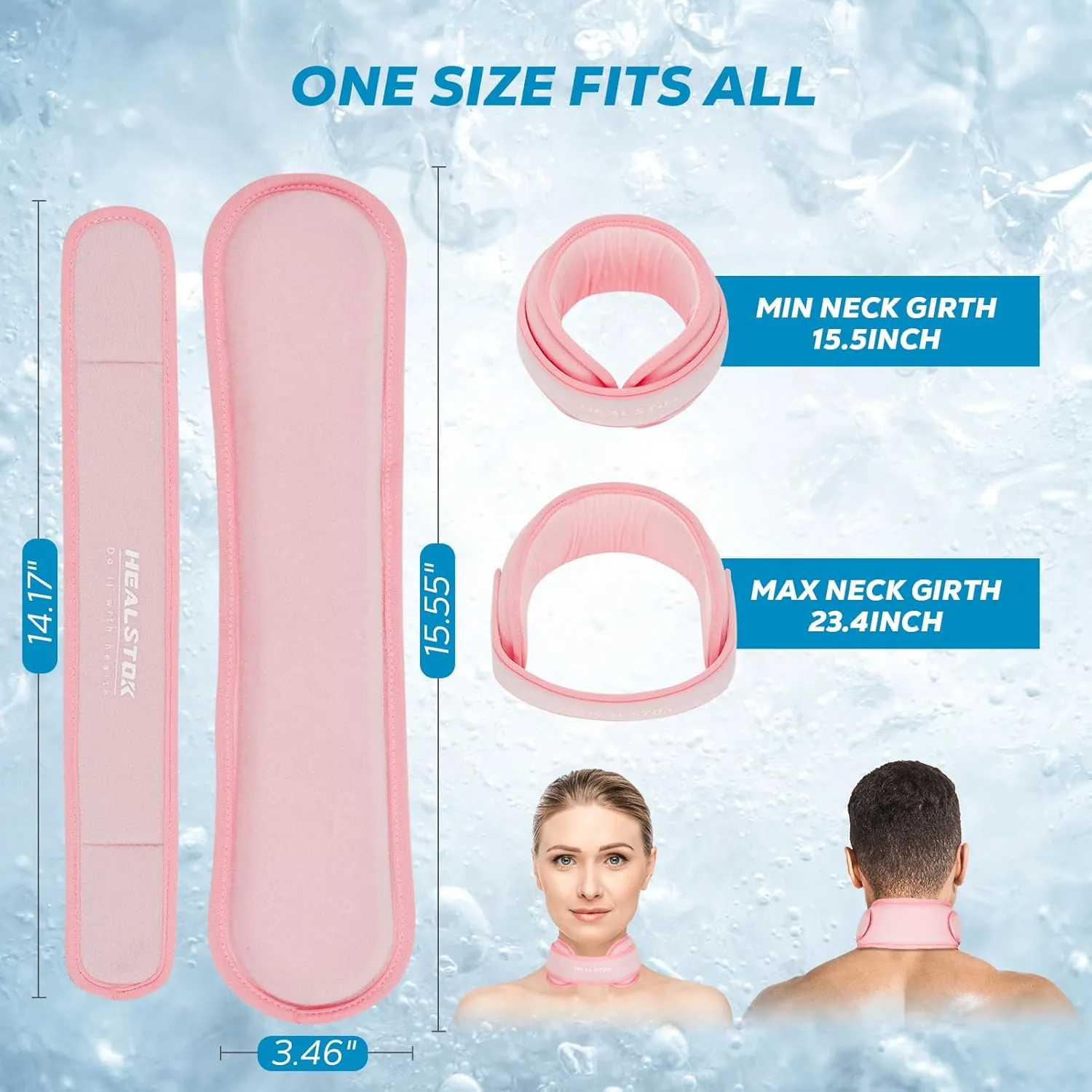 Neck Ice Pack Wrap,Cervical Ice Pack,Cold Compress Ice Packs for Neck Injuries Reusable Cold & Hot Therapy Adjustable Flexible Gel Migraine Ice Head Wrap for Neck Pressure (Pink)