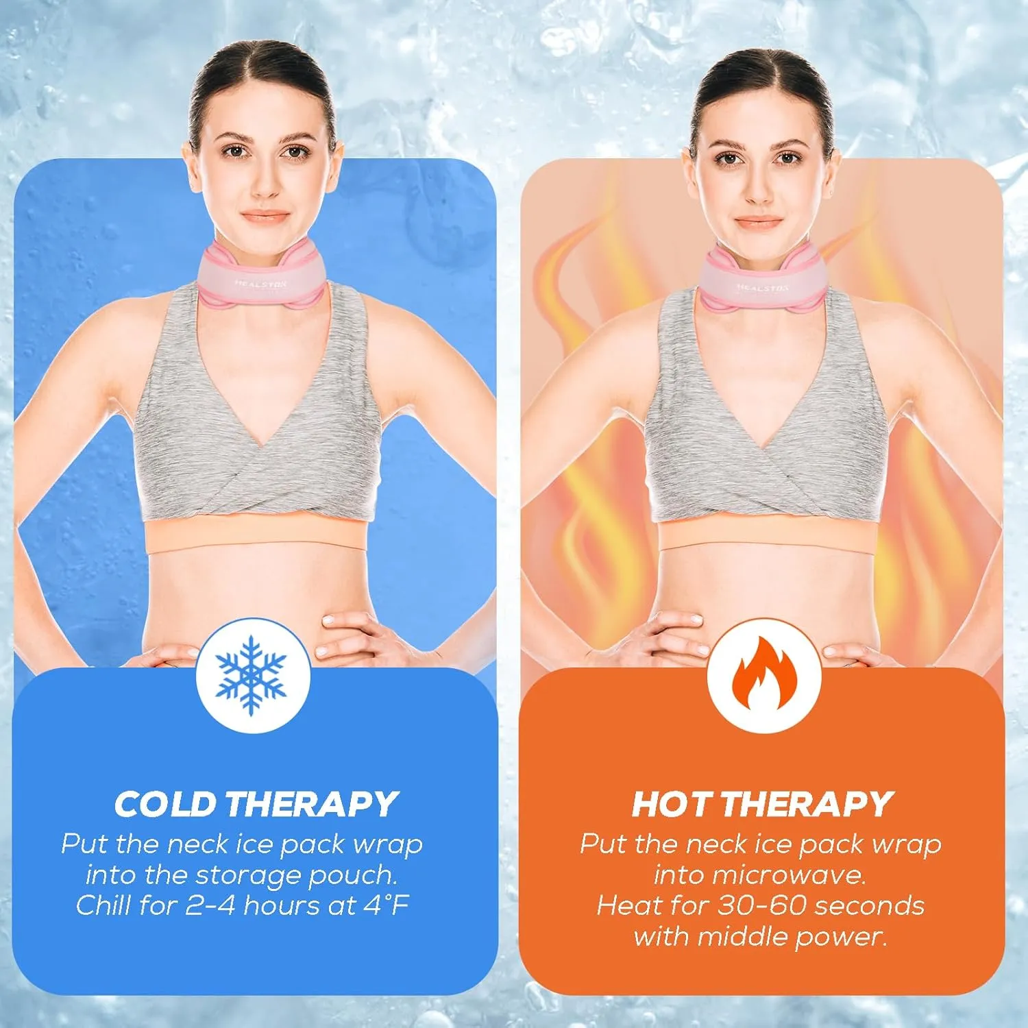 Neck Ice Pack Wrap,Cervical Ice Pack,Cold Compress Ice Packs for Neck Injuries Reusable Cold & Hot Therapy Adjustable Flexible Gel Migraine Ice Head Wrap for Neck Pressure (Pink)