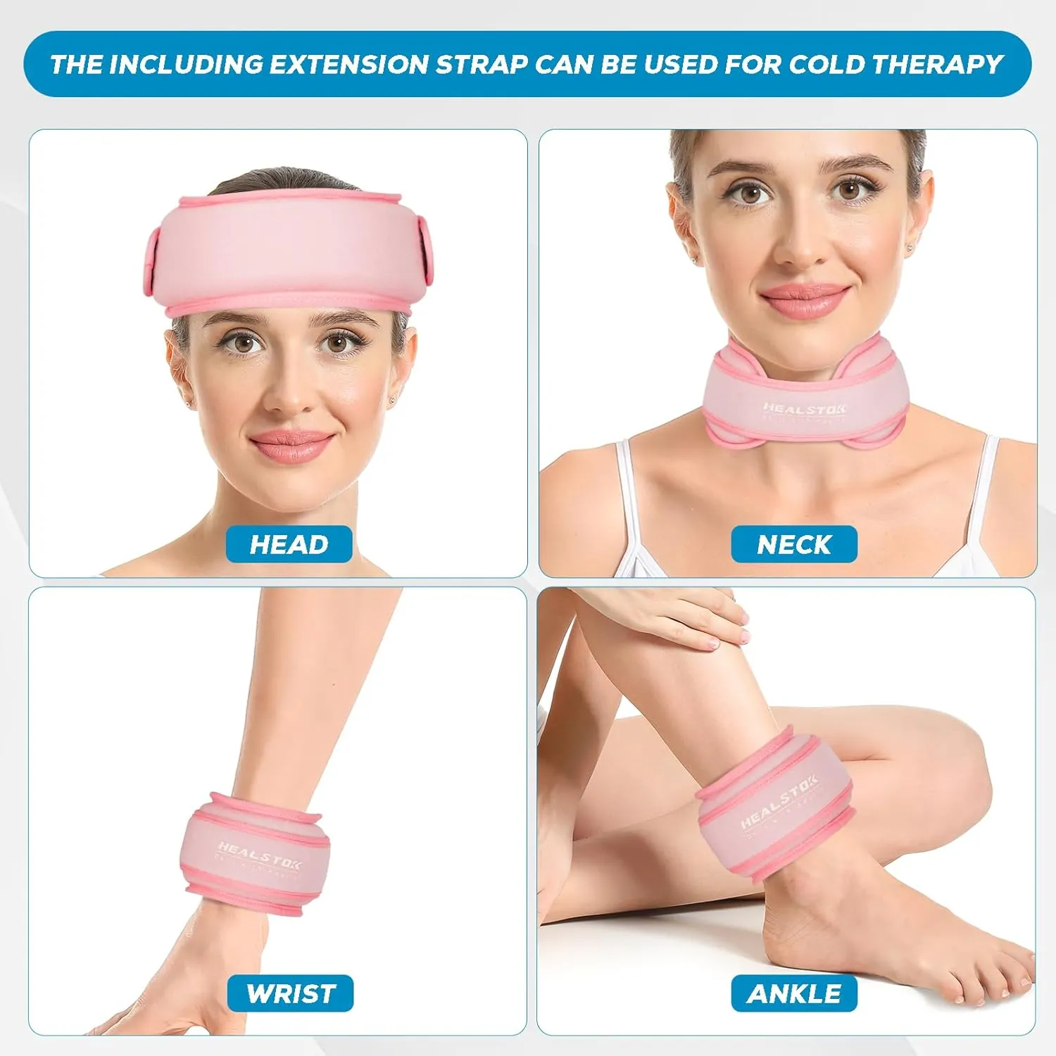 Neck Ice Pack Wrap,Cervical Ice Pack,Cold Compress Ice Packs for Neck Injuries Reusable Cold & Hot Therapy Adjustable Flexible Gel Migraine Ice Head Wrap for Neck Pressure (Pink)