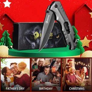 NedFoss FA48 Pocket Knife for Men with Bottle Opener, Glass Breaker, Seatbelt Cutter and Wrench, 5-in-1 Multitool Folding/Survival Knife for Emergency Rescue Situations, Home Improvements