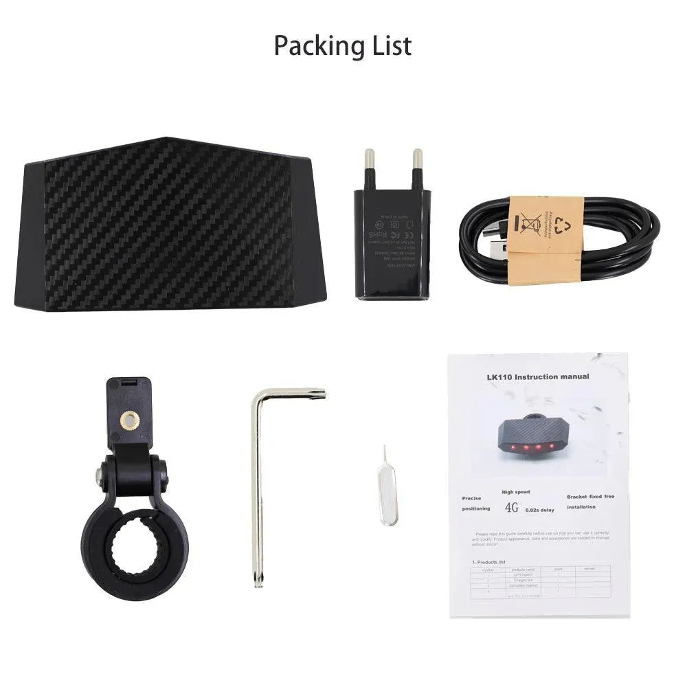 New Tail light Design 4G Bicycle   GPS Tracker Online Real-time Tracking Locator Device For Bike Anti Theft OEM ODM