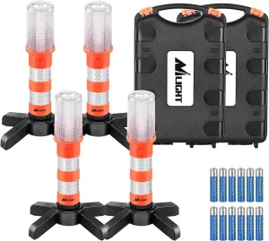 Nilight LED Roadside Emergency Car Kit,Magnetic Base, Detachable Stand, Solid Storage Case, Super bright Safety Strobe Light Road Warning Light-4 pack
