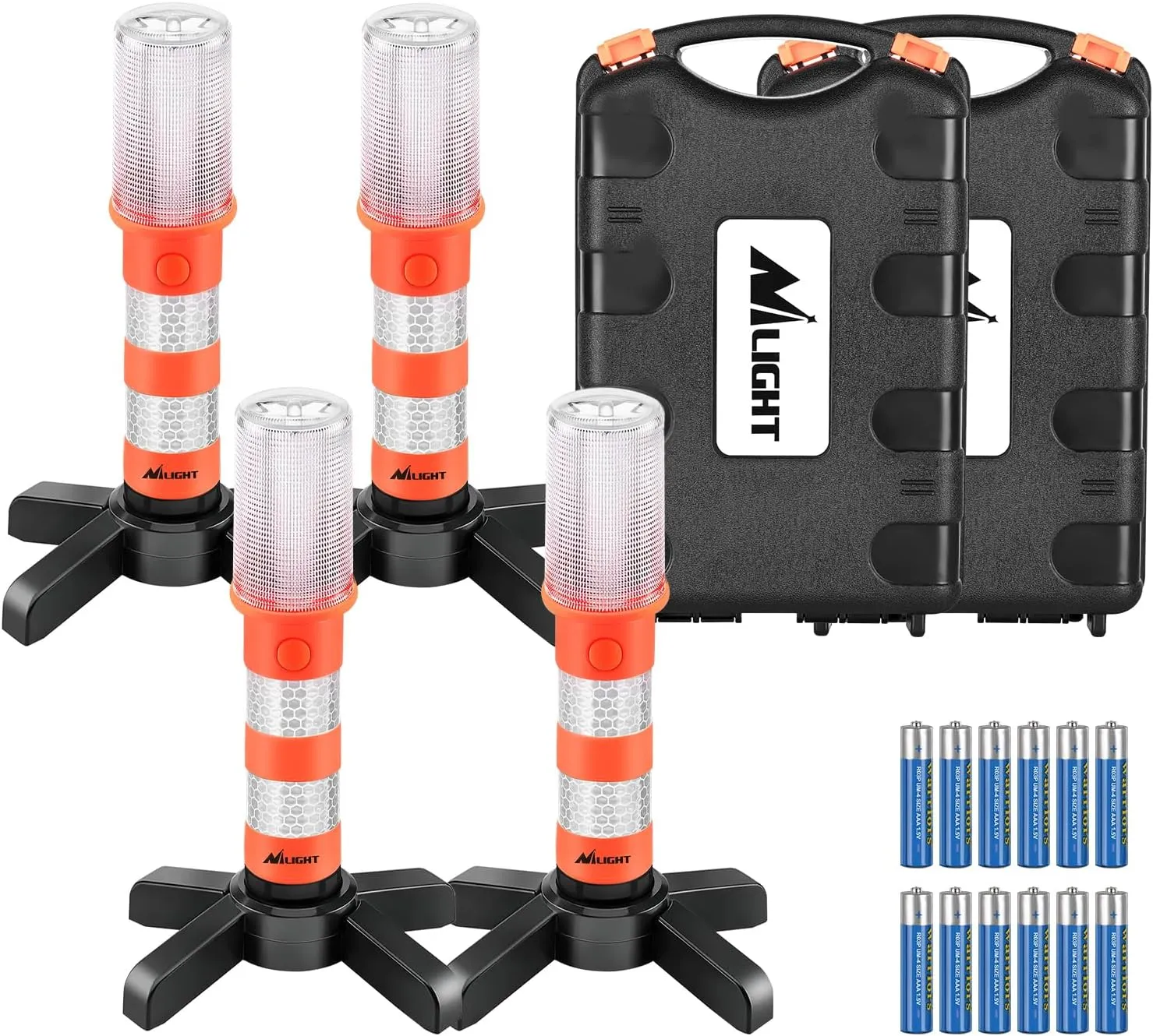 Nilight LED Roadside Emergency Car Kit,Magnetic Base, Detachable Stand, Solid Storage Case, Super bright Safety Strobe Light Road Warning Light-4 pack