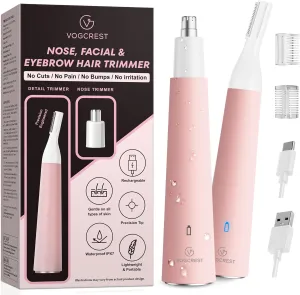 Nose Hair Trimmer for Women: Rechargeable 2 in 1 Ear Eyebrow Trimmer (Pink)