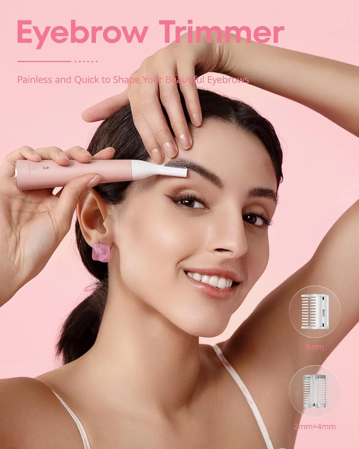 Nose Hair Trimmer for Women: Rechargeable 2 in 1 Ear Eyebrow Trimmer (Pink)