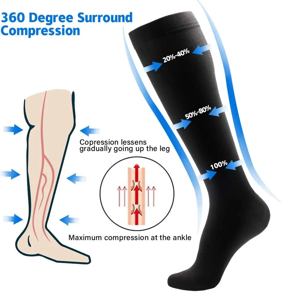 NOVAYARD Compression Socks for Women and Men Support Graduated 15-20 mmHg Medias De Compresion Mujer(4 Pairs)