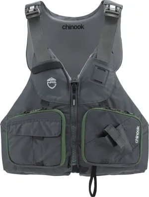 NRS Chinook Fishing Life Jacket for Fishing | Adult USCG Type III PFD | Mesh Back Front Zip Vest with Pockets for Rafting, Kayaking, Paddling