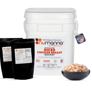 Numanna Freeze Dried Diced Chicken Breast Bucket 36 Servings Protein-Rich, No Added Preservatives Ideal for Daily Meal Prep, Emergency & Survival Food Storage | 25  Year Shelf Life | Made in USA