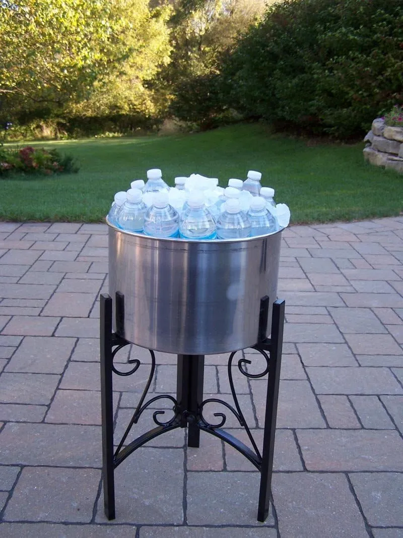 Oakland 91002-HB Living Stainless Steel Ice Bucket and Stand, 14-Inch