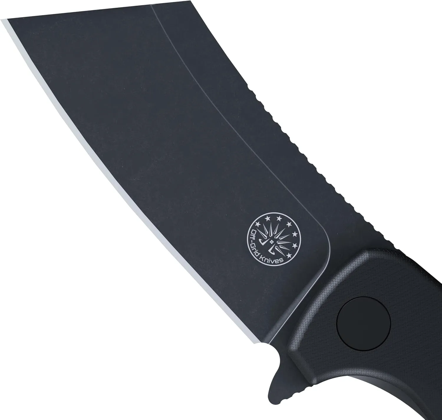 Off-Grid Knives - CLEAVER V3 Folding EDC Knife with Sandvik 14C28N Steel, G10 Scales, Ceramic Bearings, Deep Clip for Left and Right Hand Carry, Drop-Shut Action, Stout Everyday Carry (Blackout)
