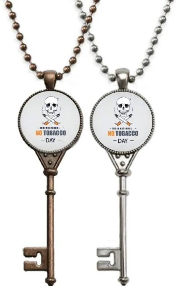 OFFbb-USA Logo Skull No Tobacco Day Key Necklace Pendant Jewelry Couple Decoration