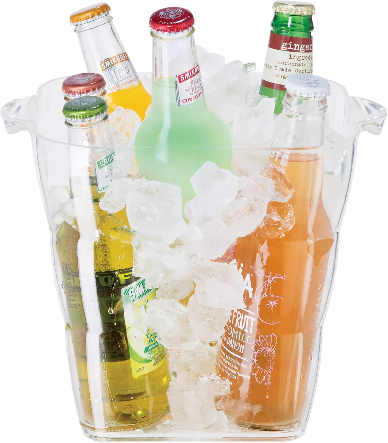 OGGI Acrylic Square Ice Bucket - Clear Beverage Cooler w/Handles, Wine Cooler, Beer Chiller, Ideal Drink Buckets for Parties, Use Ice Tub for Indoor or Outdoor Bars, 8˝ x 8˝