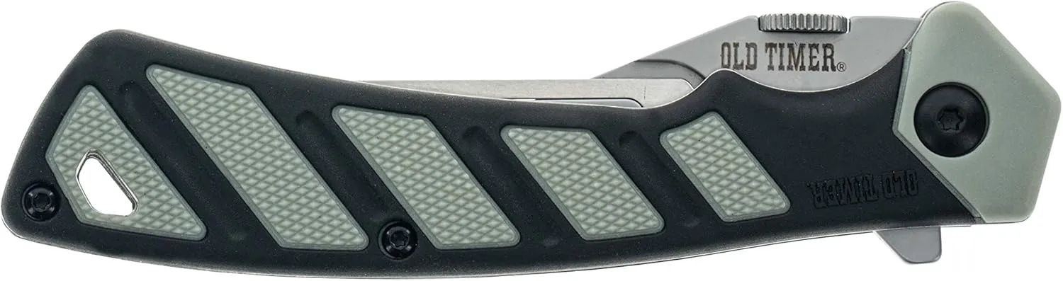 Old Timer Replaceable Blade Knife, Kit, and Gut Hook Tool with Interchangeable Replaceable Blades, Rubber Overmold Grip, Spare Blades, Thumb Assist, and Liner Lock for Hunting, Skinning, and Outdoors