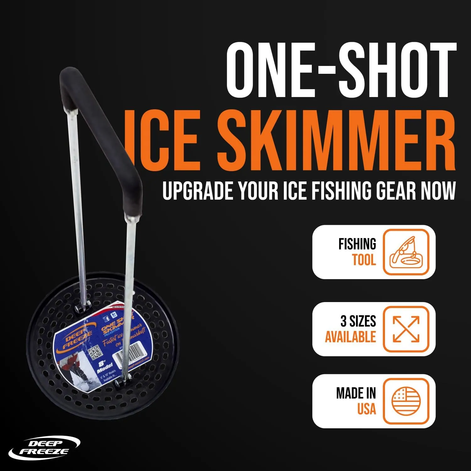 One-Shot Ice Skimmer-Pro Edition - Ice Fishing Skimmer - Ice Fishing Hole Scoop - Ice Fishing Gear & Accessories - Fishing Tool - Fishing Gear