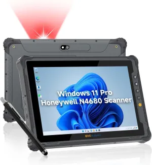 ONERugged Rugged Tablet with Barcode Scanner M10J, 10.1 inch Windows 11 Pro Enterprise Tablet w/Honeywell N4680 Scan Engine, 1D/2D QR Inventory Scanner, 8GB 128GB Industrial Work PC for WMS, Retail