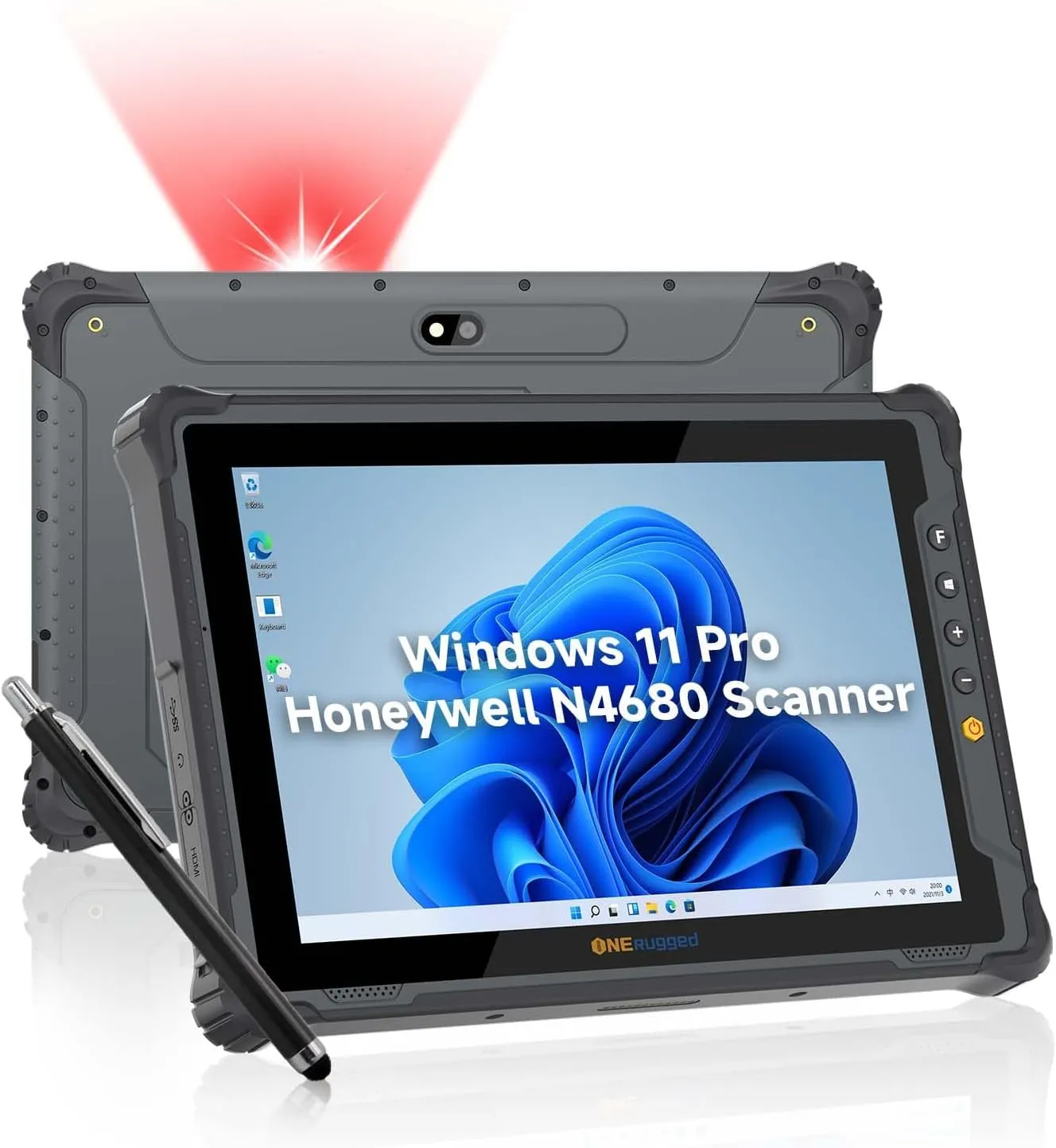 ONERugged Rugged Tablet with Barcode Scanner M10J, 10.1 inch Windows 11 Pro Enterprise Tablet w/Honeywell N4680 Scan Engine, 1D/2D QR Inventory Scanner, 8GB 128GB Industrial Work PC for WMS, Retail