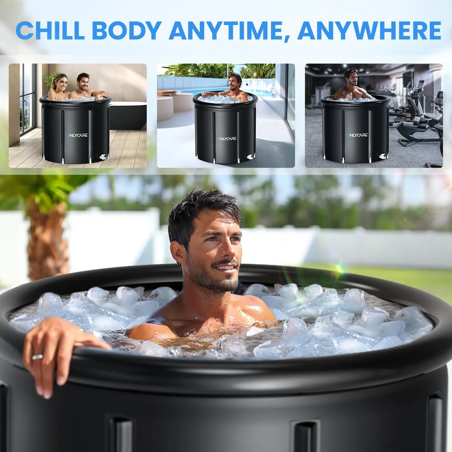 ONLYCARE XXL Ice Bath Tub for Athletes/2 Adults – Constant Temperature 5H Portable Cold Plunge Tub with Cover for Fast Muscle Recovery, Stress Relief, 130 Gal Ice Plunge Tub for Indoor/Outdoor/Gym