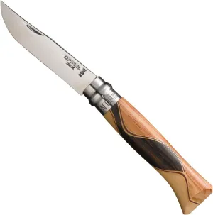 Opinel Chaperon Series - Unique Multiple Wood Handle - Stainless Steel Folding Pocket Knife - Blue Box