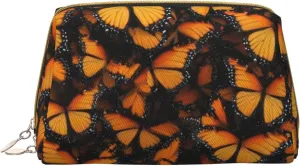 Orange Monarch Butterflies Toiletry Pouch, Travel-Friendly Makeup Organizer For Makeup Brushes, Lipsticks