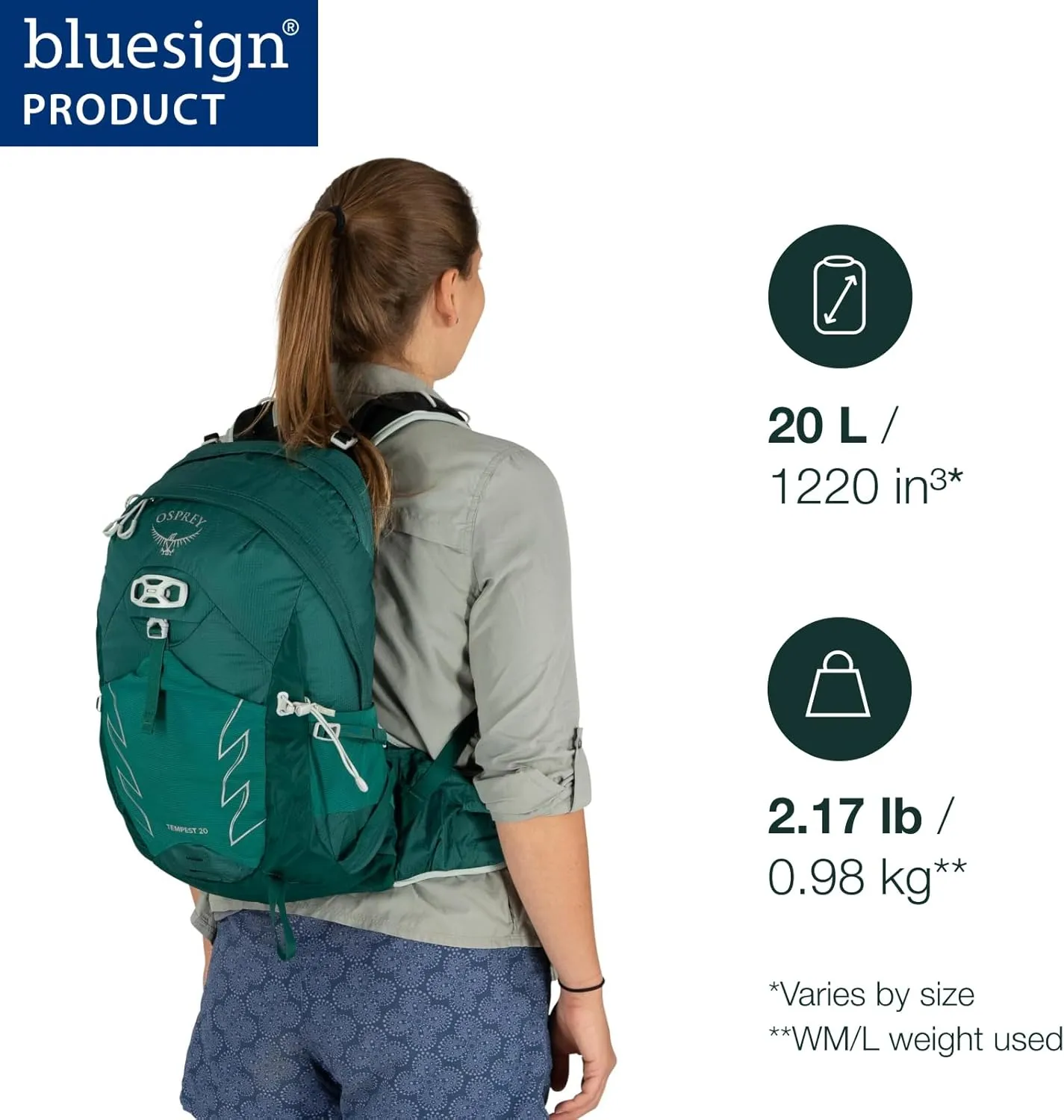 Osprey Tempest 20L Women's Hiking Backpack with Hipbelt, Stealth Black, WXS/S