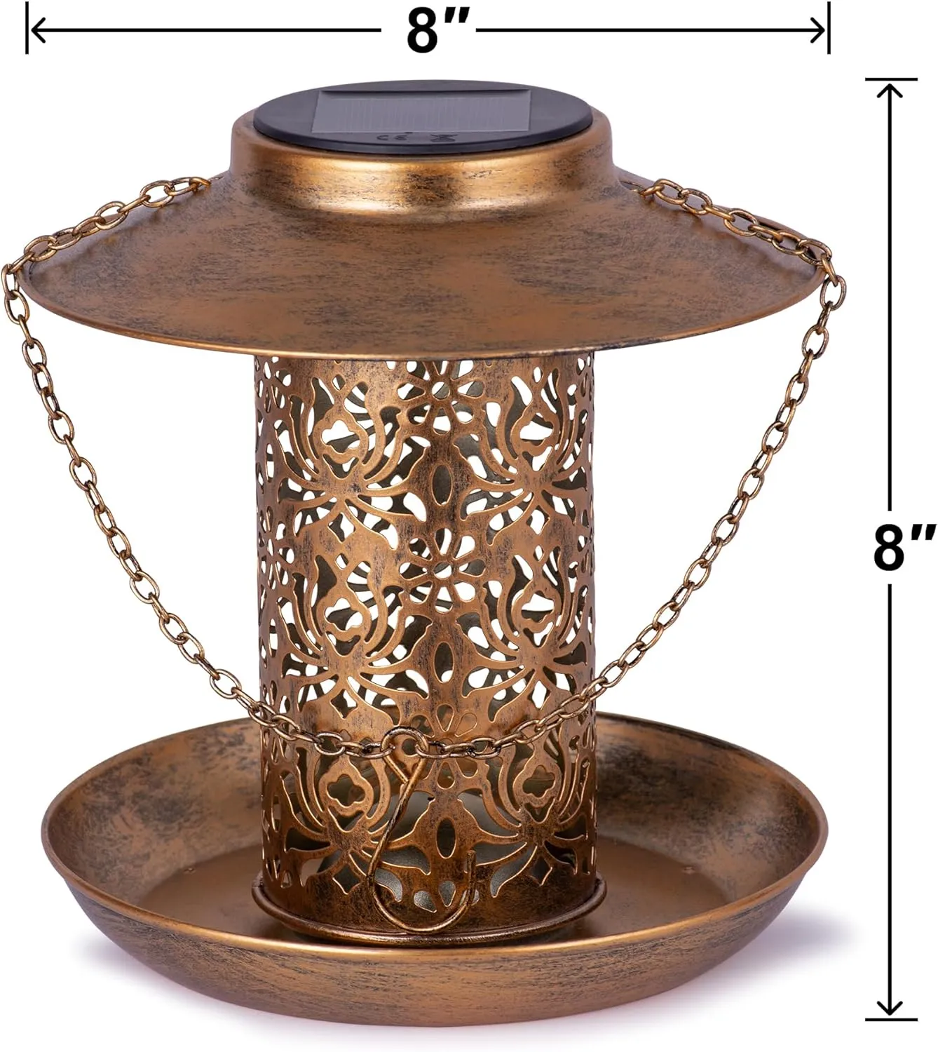 Ottsuls Solar Bird Feeder for Outdoors Hanging, Metal Wild Cardinals Garden Lantern with S Hook, Weatherproof and Water Resistant Birdfeeders as Gift Idea for Women Mom Grandma Bird Lovers (Bronze)