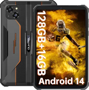 OUKITEL RT3 Pro Rugged Tablet - 8 Inch HD Industrial Android 14 Tablets, 16GB 128GB 1TB Expandable, 5150mAh Battery Tablet PC, 16 8MP Camera, IP68&IP69K, 4G Dual SIM/5G WiFi/BT5.0/NFC/T-Mobile, Orange