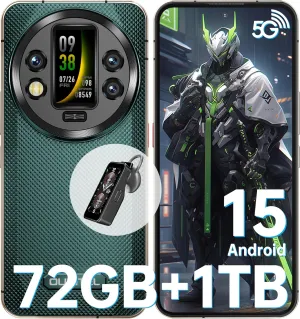 OUKITEL WP200 Pro Rugged Smartphone Unlocked Android 15-72GB 1TB Rugged Phone, 6.7" FHD  Phone, 108MP Main Camera 8580mAh Battery, IP68/IP69K Cell Phone 5G Dual SIM NFC/OTG/BT5.3/120Hz/WIFI6,Green